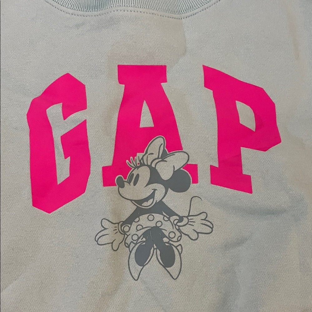 GAP womans aqua Sweatshirt with Pink Accents Disney minnie mouse